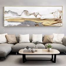 Abstract Mountain Print Painting Frame Wall Art On Canvas Art Gold And White Framed Painting Print Art Wall Art Home Decor Wall Pictures Contemporary Living Room Art Large Wall Art Living