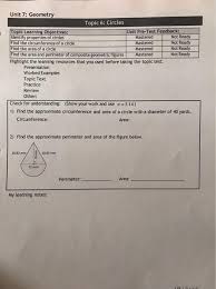 Check spelling or type a new query. Unit 7 Geometry Topic 6 Circles Topic Learning Chegg Com