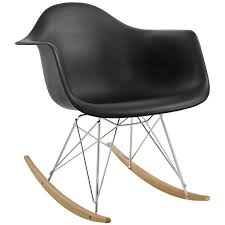 Dock Rocker Modern Furniture Brickell Collection Plastic Rocking Chair Black Lounge Chair Rocking Chair