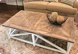 Fancy yanceys, bless'er house, from g2b, simplicity in the south, my sweet savannah, twigg studios, the bungalow Trestle Style Coffee Table With Parquet Top Knockoffdecor Com