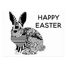Black White Artsy Rabbit Happy Easter Postcard Zazzle Com Easter Postcards Happy Easter Postcard
