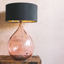 Extra Large Round Pink Glass Lamp Graham Green Pink Table Lamp Glass Lamp Glass Lamp Base