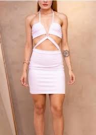 Vestido Curto Recortes Tubinho Abertura Ano Novo Réveillon Carmen Branco