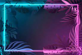 Gradient Leaves With Neon Frame Dark Background Wallpaper Neon Wallpaper Neon Backgrounds