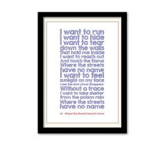 U2 Where The Streets Have No Name Typography Song Lyric Poster A3 Wall Art Print Blue Red Streets Have No Name Song Lyric Posters Lyric Poster