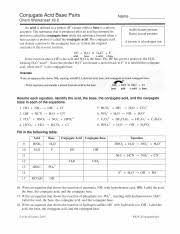 The reaction of an acid with a base to make a salt and water is a common reaction in the laboratory, partly because so many compounds can act as. May 3 2017 Acidbaseworksheets Pdf Conjugate Acid Base Pairs Name Chem Worksheet 192 An Acid Is Defined As A Proton H Donor While A Base Is A Proton Course Hero