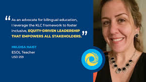 Meet Heloisa Haist, an ESOL teacher with Wichita Public Schools and this  year's Lynette Lacy Scholarship recipient. She'll be participating in the  Advanced Leadership Development intensive May 5-8 to grow her use