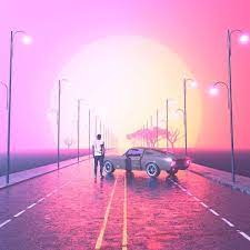 Drive Car Bridge Lights 3d Art Sunrise Highway Old School American Muscle Synthwave Retro Futurism Vaporwave Wallpaper