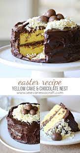 Recipe Yellow Easter Cake Chocolate Nest See Vanessa Craft Dove Chocolate Recipes Easter Cakes Easter Brunch Dessert