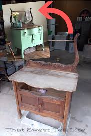 Antique Wash Stand Goes From Ready For The Dump To Farmhouse Chic Antique Wash Stand Wash Stand Painting Furniture Diy