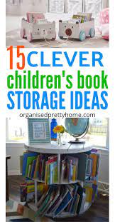 I love this look for any girly room, and really, you can do the same thing with manly prints. 15 Awesome Kids Book Storage Ideas Organised Pretty Home Kids Book Storage Bookshelves Kids Organizing Kids Books