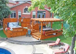 Patio En Bois Cedre Rouge Pergola Modele Piscine Spa Plan Deck Pictures Pergola Backyard Pergola