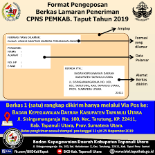 Berikut ini contoh amplop cpns 2021 merujuk pada format cpns 2019: Format Badan Kepegawaian Daerah Kabupaten Tapanuli Utara Facebook