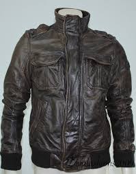 Abercrombie Fitch Brown Leather Rollins Bomber Men S Jacket Coat Zip Up Size M Abercrombiefitch Leatherjacket Leather Jacket Leather Jacket Men Jackets