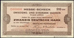 Ohne klare vertragliche regelung kann es. Leipziger Messe Scheck 20 Dm 1949 Muster 1