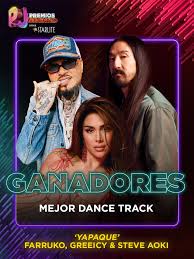 YAPAQUE de Farruko con Greeicy y Steve Aoki gana como 'Mejor Dance Track' en Premios Juventud. #Edu
