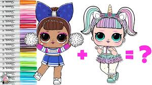 Visit amazing sand coloring youtube channel. Lol Surprise Dolls Coloring Book Page Mash Up Unicorn And Sis Cheer Become Cheericorn Youtube