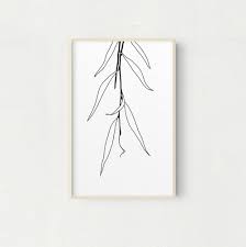 Willow Leaves Line Drawing Minimalist Line Drawing Minimalist Art Print Printable Art Line Minimalist Art Print Botanical Art Prints Modern Drawing
