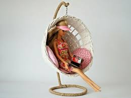 Miniature Cocoon Hanging Chair Barbie Doll Egg Hammock Swing Wicker Ooak White Unbranded Retro Chair Hanging Chair Ikea Chair