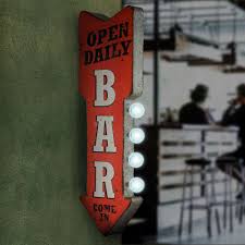 Crystal Art Gallery Open Daily Bar Metal Arrow Vintage Marquee Led Sign 113854 The Home Depot Vintage Marquee Marquee Sign Led Signs