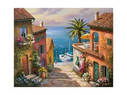 Beautiful oil paintings by world renowned artist sung kim, and the licensed products made with his artwork. The Villa S Private Dock Poster Sung Kim Allposters Com