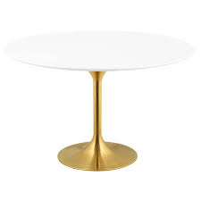 The gold legs are a true matte gold finish and the top is matte white in color. Odyssey 54 Round Modern Gold Dining Table Eurway