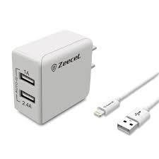 Original Zeecel Zr71 2 4a Ios Dual Usb Home Charger With Lightning Cab Wireless Emporium