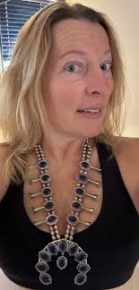 Lapis Lazuli Native American Squash Blossom set in Sterling Silver for sale