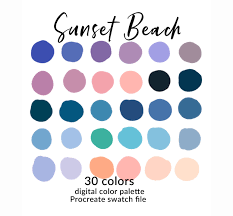 Design Tools Procreate Color Palette 30 Colors Beach Color Scheme Sunset Color Palette Instant Sunset Color Palette Color Palette Design Beach Color Schemes