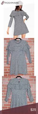 Zara Black White Frilled Houndstooth Tweed Dress Tweed Dress Zara Black Clothes Design
