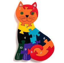 Number Cat Handcrafted Wooden Jigsaw Puzzle