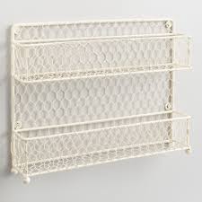 Made Of Vintage Style Chicken Wire With An Antique White Finish Our Compact Storage Rack Has Two S Spice Rack Wall Mounted Spice Rack Spice Storage Containers