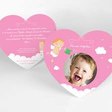 Le baptême peut également être civil / laïque et se dérouler non pas à l'église, mais à la mairie. Faire Part De Bapteme Petit Ange Rose Fille Coeur