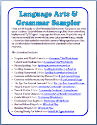 Free Grammar Language Arts Worksheets 16 Printable Pages Minds In Bloom