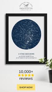 Custom Star Map By Date Poster Available Framed Unique Gift Etsy First Anniversary Gifts Constellation Print Anniversary Gifts