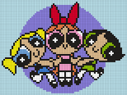 Symétrie par le pixel art. The Powerpuff Girls Square Grid Pattern Dessin Petit Carreau Coloriage Pixel Art Coloriage Pixel
