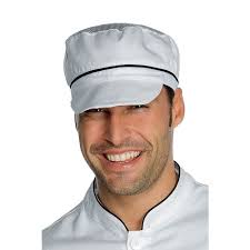 Macelleria Cappello Da Salumiere Cappello Charly Con Rete Isacco  Bianco+nero 100% Cotone