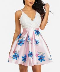 Moda Xpress Pink Floral Crochet Accent Fit Flare Dress Juniors