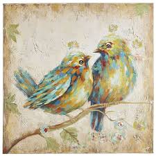 Birds On A Branch Wall Decor Pier 1 Quirky Birds Art Nature Canvas Painting Bird Art Birds Painting