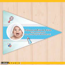 Contoh undanganan aqiqah demgam lingkaran kartu bayi kelahiran anak anak. Cetak Bendera Souvenir Aqiqah Marhaban Ulang Tahun Ultah 08 Shopee Indonesia