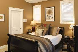 The paler circle around the mirror and the stripe at coving height soften the effect of the deep purple paint color; Bedroom Paint Colors Wonderful Nice Bedroom Colors Earth Tone Bedroom In Paint Colors For Be Warm Bedroom Paint Colors Best Bedroom Colors Master Bedroom Paint