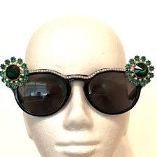 Wise Green Alien, Pearl and Rhinestone Sunglasses, Polarized, Crystal  Sunglasses, Dapper Day
