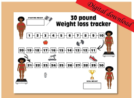 Printable Weight Loss Tracker 30 Pound African American