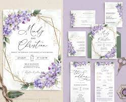 Purple Floral Wedding Invitation Lilac Wedding Invitation Etsy Lilac Wedding Invitations Lavender Wedding Invitations Purple Wedding Invitations