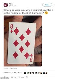 ♥hearts (red) ♦diamonds (red) ♣clubs (black) ♠spades (black). Man Reveals Mindblowing Secret About Eight Of Diamonds Card On Twitter Daily Mail Online