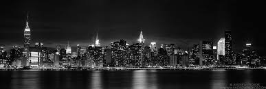 Black And White New York City Skyline Panoramic Skyline Of Midtown Manhattan At Night Hd Black White Photo By Andrew Prokos Skyline Picture Skyline Night City
