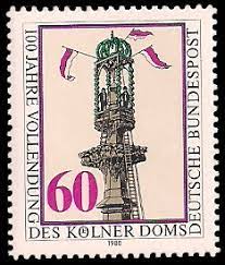Briefmarke deutsche post 1948 posthorn band auf 2 pfennig gestempelt stockfotografie alamy. 100 Jahre Vollendung Des Kolner Doms Briefmarke Brd