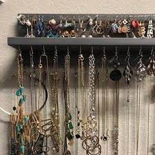 14 Gray Jewelry Organizer Necklace Holder With Silver Etsy In 2021 Jewelry Organization Jewelry Organizer Wall Hanging Jewelry Storage