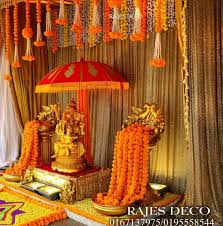 Marigold Decoration Ganpati Decoration Design Goddess Decor Ganpati Decoration At Home