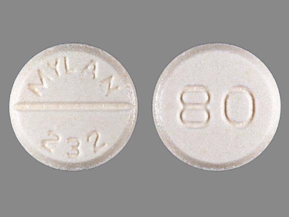 MYLAN 232 80 Pill White Round 10mm - Pill Identifier